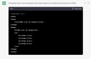 ChatGPT Creates a Sample Code