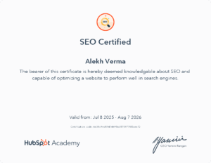 Hubspot SEO Certified