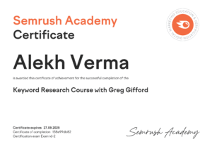 Keyword Research Certificate - Semrush