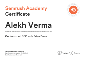 Content Led SEO Certified by Semrush