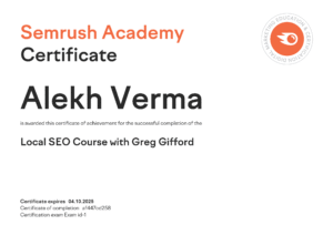 Local SEO Certified by Semrush
